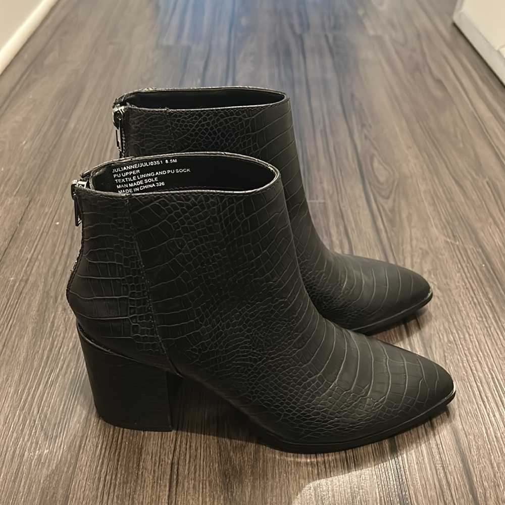 Black croc booties